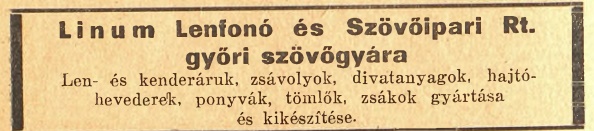 Hírdetés. Győr thj. város hatóságainak, hivatalainak… címtára 1947. évre Győr, 1947